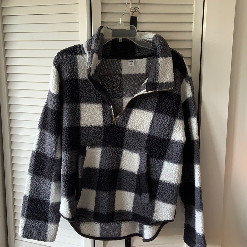 Sherpa Buffalo plaid quarter zip size M!